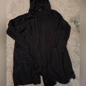 Barefoot Dreams Cozychic Lite Black Hooded Cardigan XL
